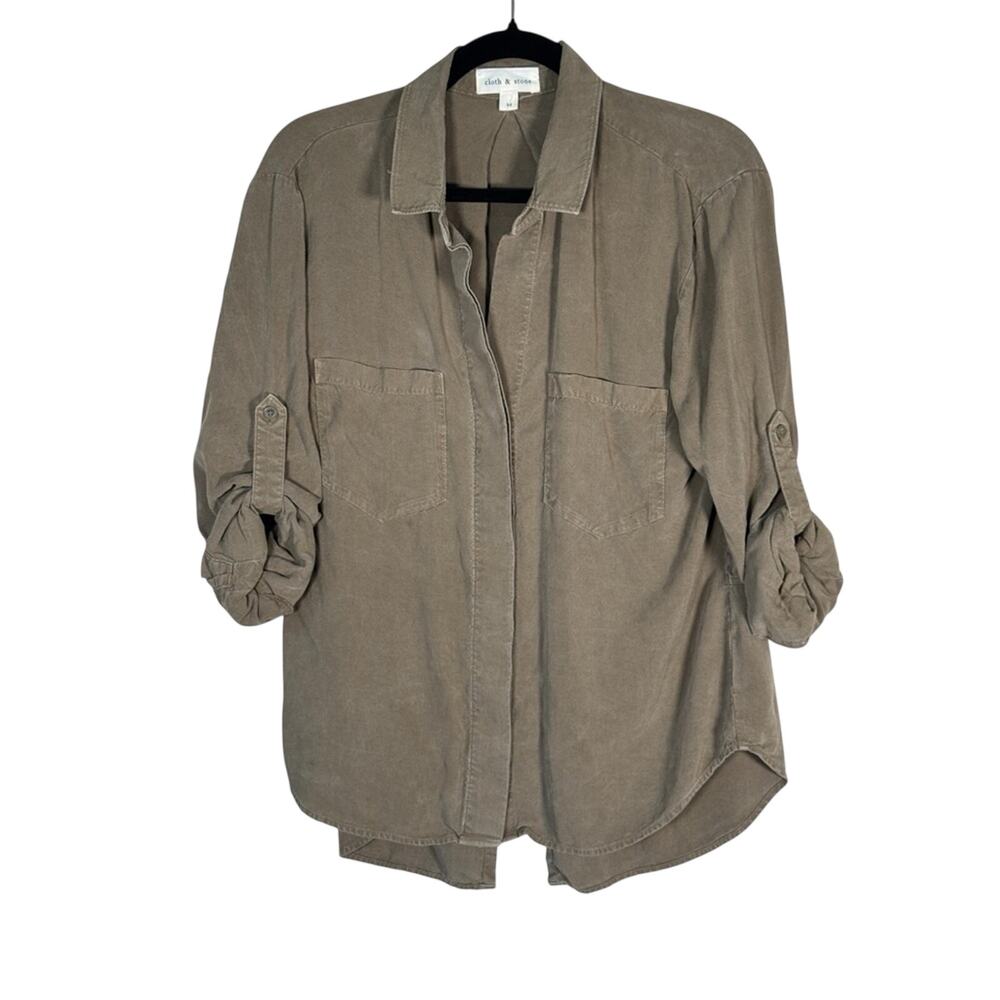 Cloth & Stone Green Slouchy Button Down Shirt Womens M Casual Classic Oversized